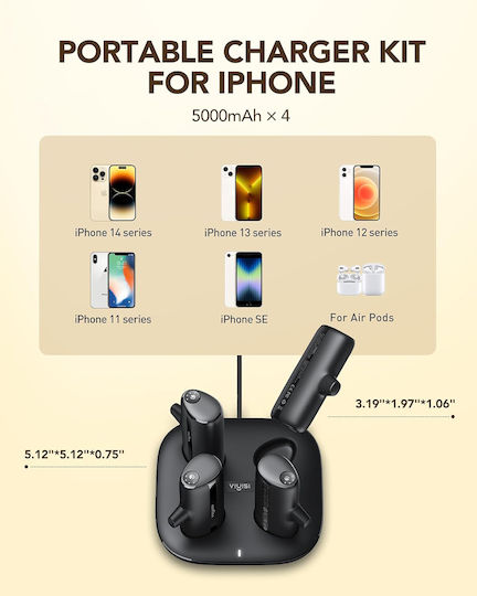 Viyisi G007P 4xCharging Dock Lightning Power Bank 5000mAh Black