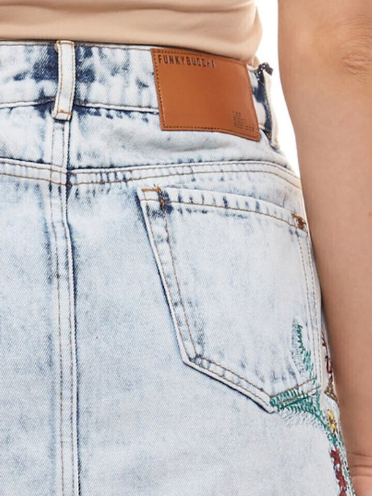 Denim Mini Fustă Albastru deschis