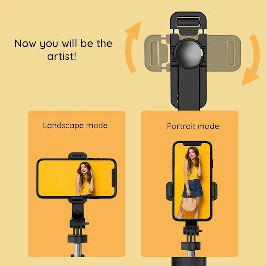 Techsuit Baston pentru selfie cu Bluetooth / Telecomandă Negru