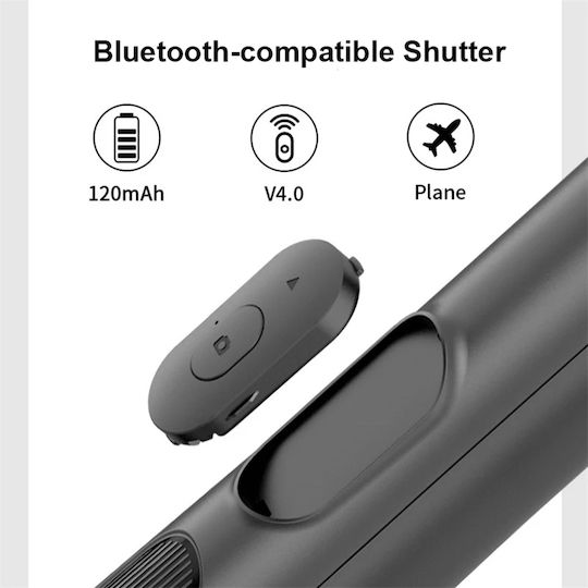 Techsuit Selfie-Stick mit Bluetooth / Fernsteuerung Schwarz