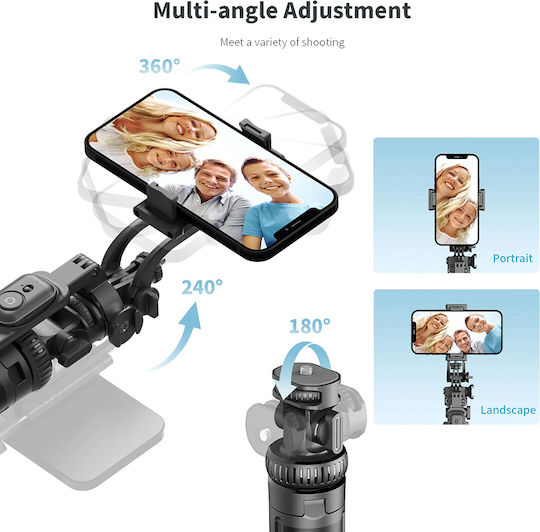 Techsuit Baston pentru selfie cu Bluetooth / Telecomandă Negru