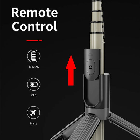 Techsuit Selfie Stick με Bluetooth / Τηλεχειριστήριο Μαύρο
