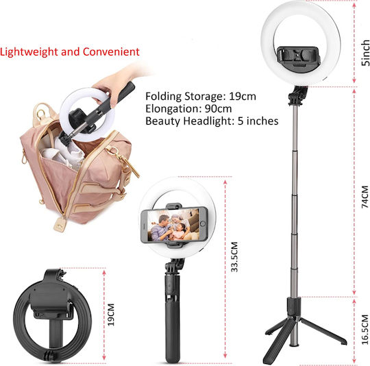 Techsuit Selfie Stick με Bluetooth / Τηλεχειριστήριο Μαύρο