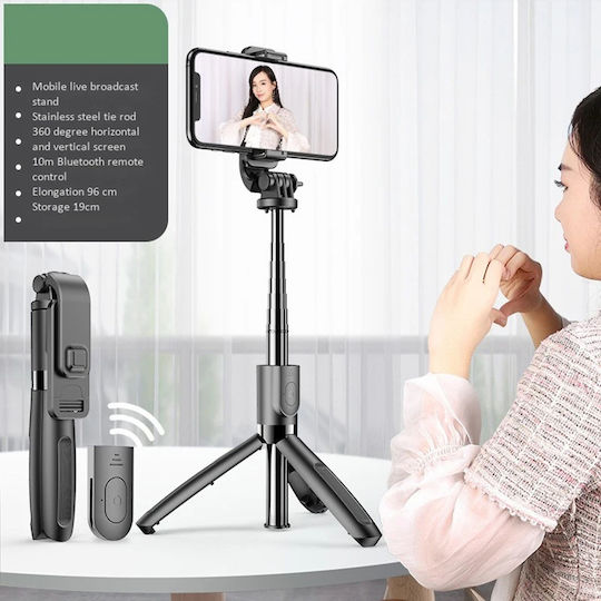 Techsuit Selfie-Stick mit Bluetooth / Fernsteuerung Schwarz