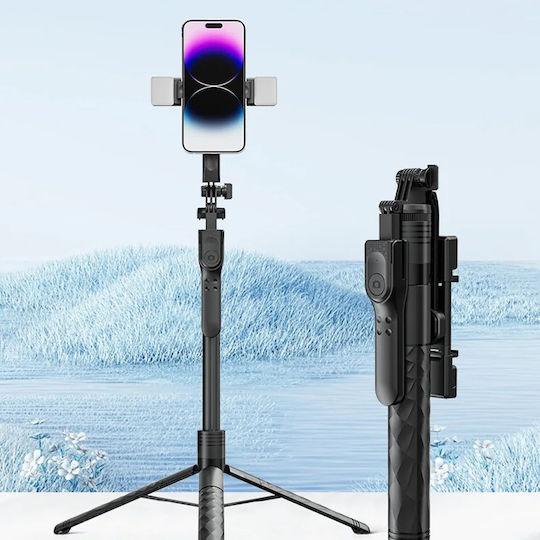 Techsuit K28 Селфи стик с Bluetooth / Дистанционно управление Черен