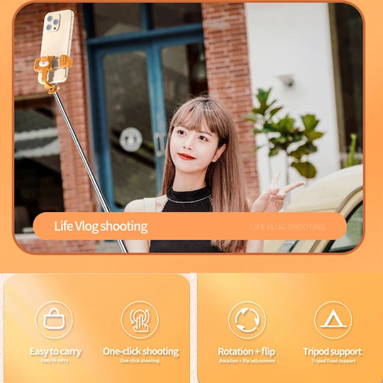 Techsuit Selfie Stick with Remote Control Kt01 Orange