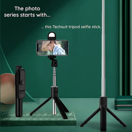 Techsuit Selfie Stick με Bluetooth / Τηλεχειριστήριο Μαύρο