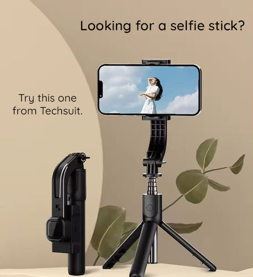 Techsuit Selfie Stick με Bluetooth / Τηλεχειριστήριο Μαύρο