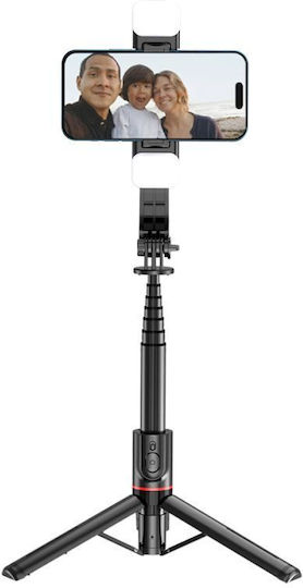 Tech-Protect L05S Selfie Stick Τρίποδο Κινητού Bluetooth με Φωτισμό Μαύρο