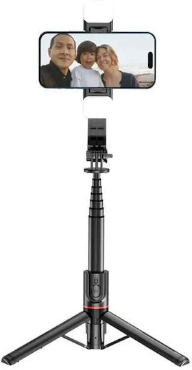 Tech-Protect L05S Selfie Stick Τρίποδο Κινητού Bluetooth με Φωτισμό Μαύρο