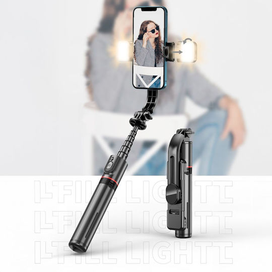 Tech-Protect L05S Selfie Stick Τρίποδο Κινητού Bluetooth με Φωτισμό Μαύρο
