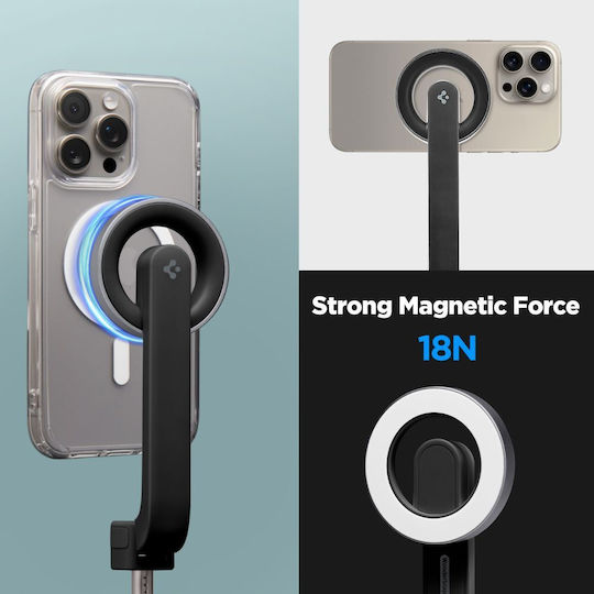 Selfie Stick (Mag Fit) | S571W Cell Phone Tripod Bluetooth with Light Black AMP07656