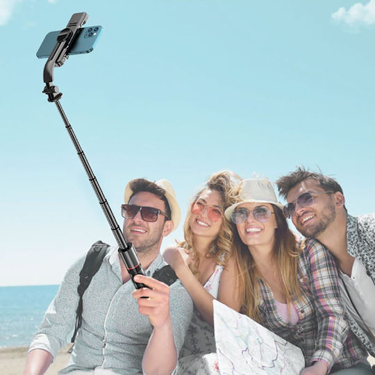 Tech-Protect L05S Selfie Stick Τρίποδο Κινητού Bluetooth με Φωτισμό Μαύρο