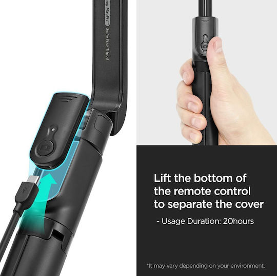 Spigen S580w Selfie Stick Cell Phone Tripod Bluetooth Black