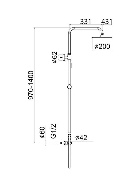 Interflex Στήλη Ντουζ με Μπαταρία Interflex Στήλη Ντουζ με Μπαταρία