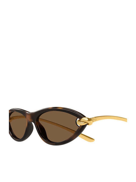 Bottega Veneta Damen Sonnenbrille mit Braun Schildkröte Gestell und Braun Linse BV1390S 002