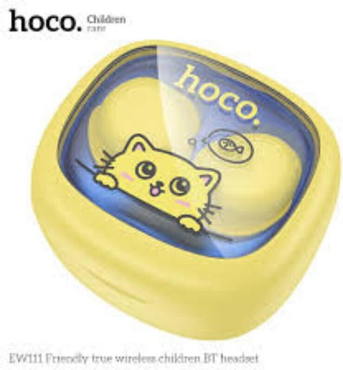 Hoco EW111 Kids In-ear Bluetooth Handsfree Ακουστικά με Θήκη Φόρτισης Κίτρινα