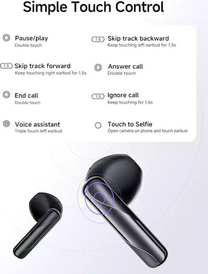 QCY Ailypods Clear In-ear Bluetooth Handsfree Ακουστικά με Θήκη Φόρτισης Μαύρα