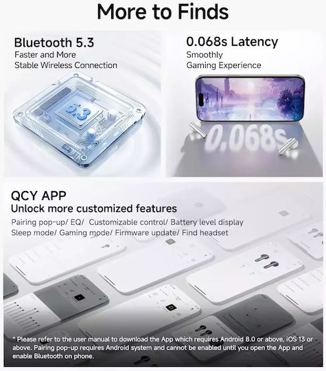 QCY Ailypods Clear In-ear Bluetooth Handsfree Ακουστικά με Θήκη Φόρτισης Μαύρα