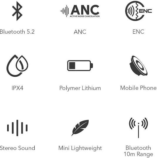 Sonic Gear TWS 16 ANC In ear Bluetooth хендсфри Слушалки с Кутийка за Зареждане Зелен