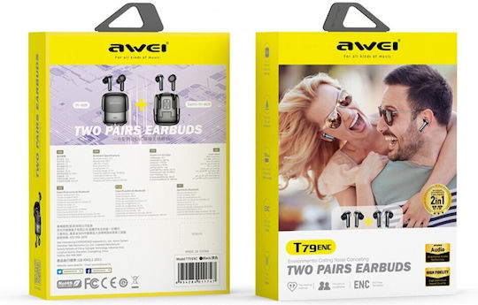 Awei T79 In-ear Bluetooth Handsfree Earphones with Sweat Resistance and Charging Case Black