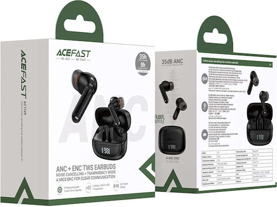 Acefast W1 In-Ear Bluetooth-Freisprecheinrichtung Kopfhörer mit Schweißresistenz und Ladeetui Schwarz
