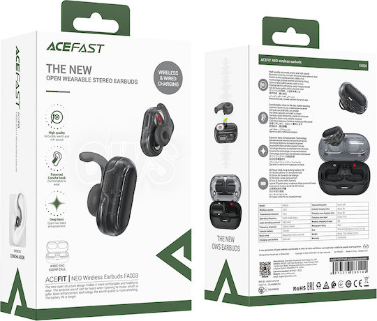 Acefast FA003 Neo Open Ear Bluetooth Handsfree Earphones with Sweat Resistance and Charging Case Black