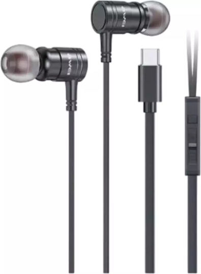 Awei PC-12T In-ear Handsfree Ακουστικά με Βύσμα USB-C Μαύρο