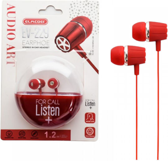 EV229 In-ear Handsfree με Βύσμα 3.5mm Κόκκινο