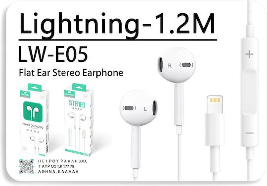Leewello In-ear Handsfree με Βύσμα Lightning Λευκό