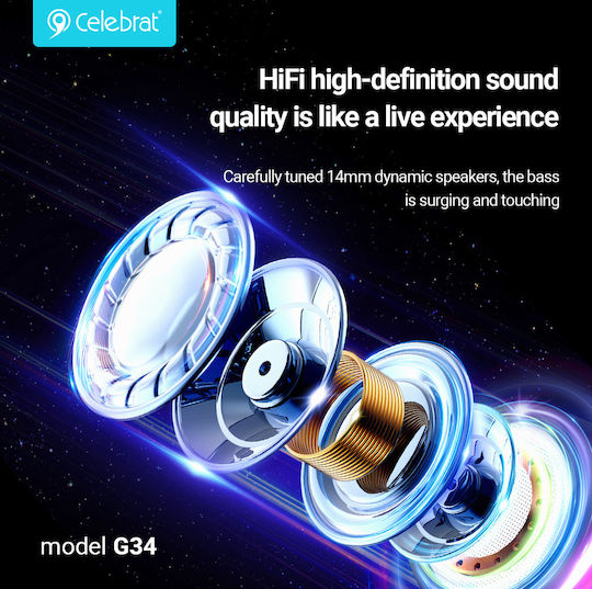 Celebrat G34-BK In-ear Handsfree Headphones with Connector 3.5mm Black