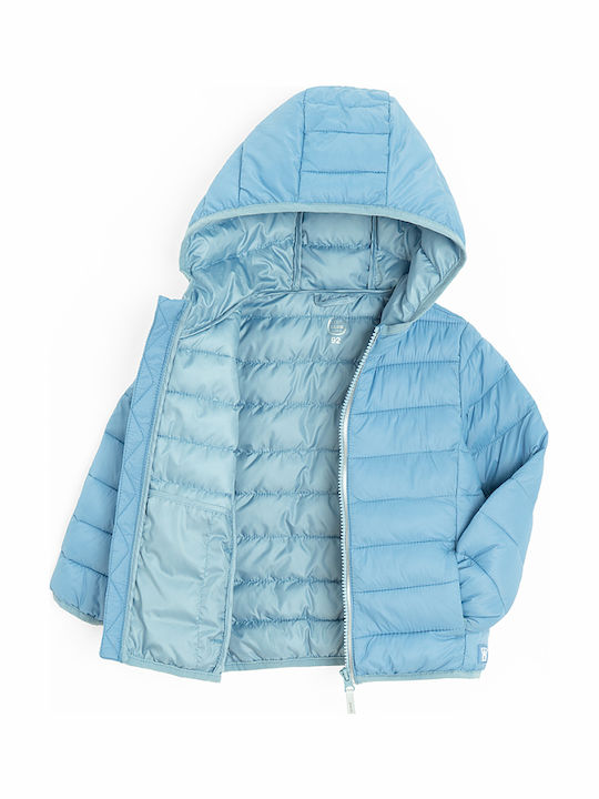 Kids Casual Short Hooded Blue Coat