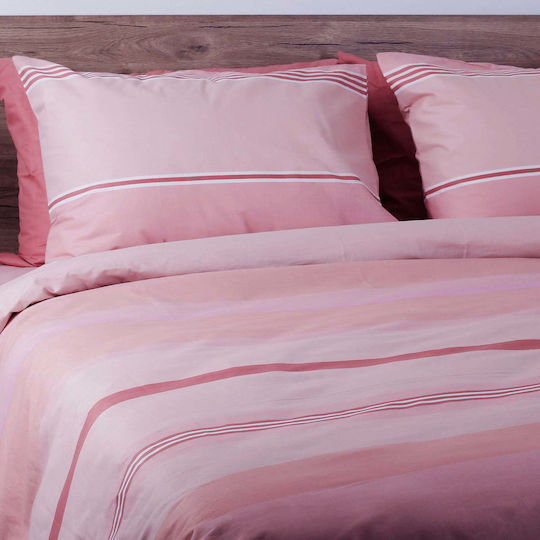 White Fabric King Size Set Darby Pink 235x270cm