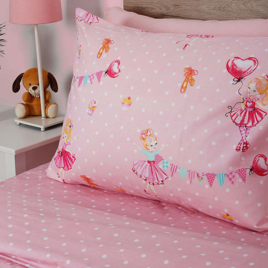 White Fabric Kids Sheets Single Princess Pink 165x270cm