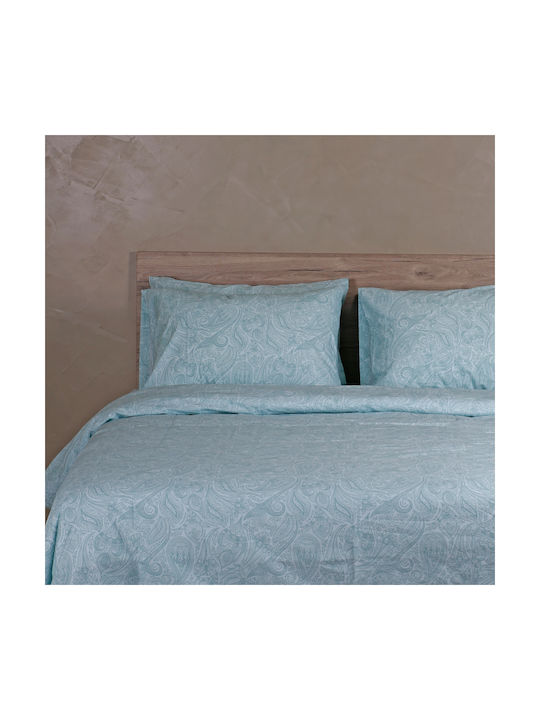 Weißes Stoffset Einzeln Delancy Aqua, Grünes 165x270cm