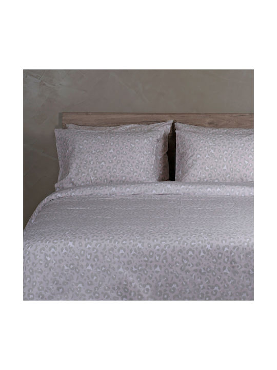 White Fabric Sheet Set Single Cotton Girly Light Grey 165x270cm