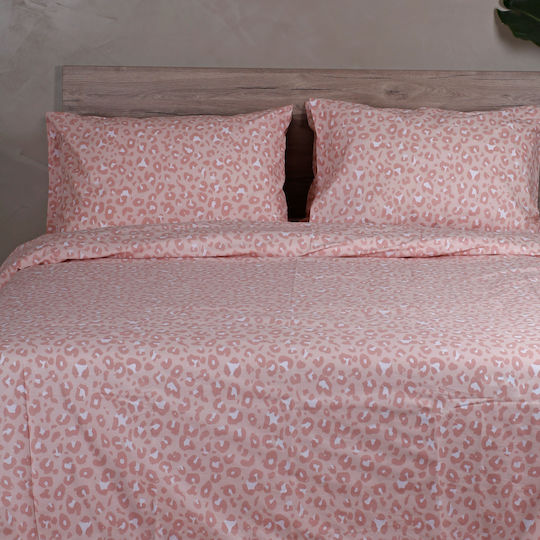 White Fabric Σετ Σεντόνια Υπέρδιπλα Βαμβακερά Girly Ροζ 235x270cm