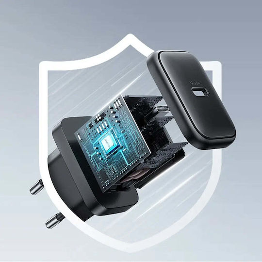 Joyroom Charger with USB-C Port and Cable USB-C - USB-C 25W Power Delivery Blacks (JR-TCF23)