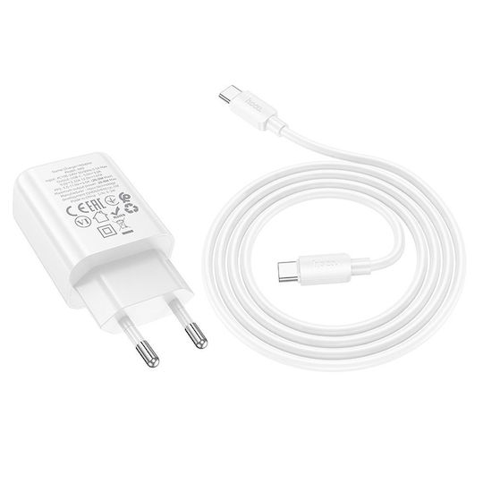 Hoco Φορτιστής με Θύρα USB-C και Καλώδιο USB-C - Lightning 20W Power Delivery / Quick Charge 3.0 Λευκός (N60)