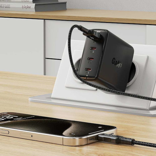 Acefast Φορτιστής Χωρίς Καλώδιο με Θύρα USB-A και 3 Θύρες USB-C 100W Power Delivery Μαύρος (A94)