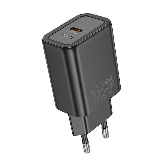 Hoco Зарядно без кабел с USB-A порт и USB-C порт 30W Power Delivery / Quick Charge 3.0 Черен (N63)