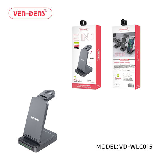 Ven-Dens Φορτιστής Magsafe 15W Μαύρος (VD-WLC015)