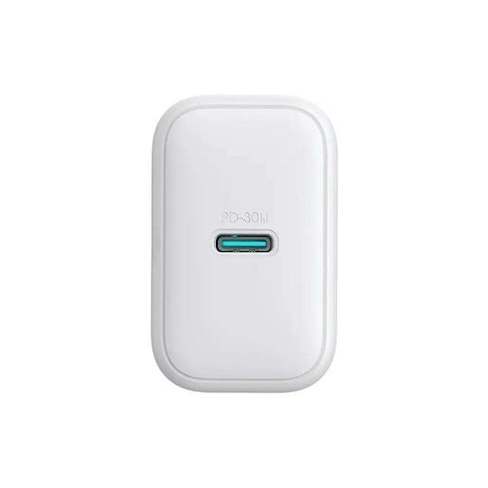 Joyroom Charger with USB-C Port and Cable USB-C - USB-C 30W Power Delivery Whites (JR-TCF24)