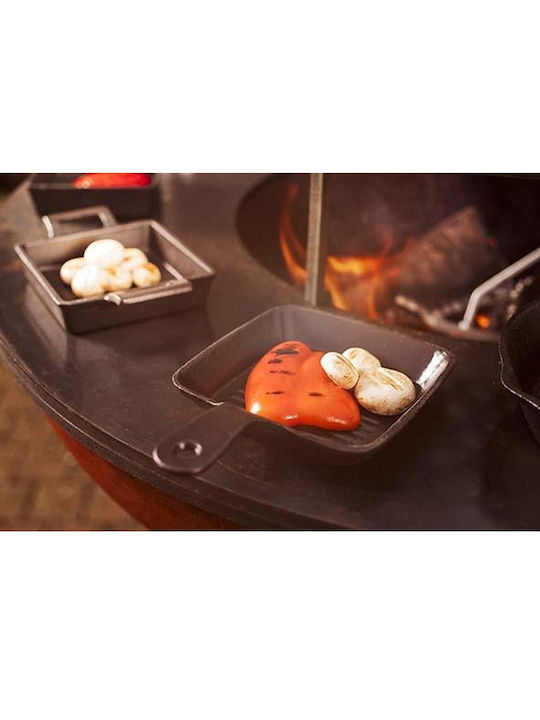 Cast Iron Grill Pan with Wooden Base 15x15cm 1118509 Cosy & Trendy 30.80491 00023667