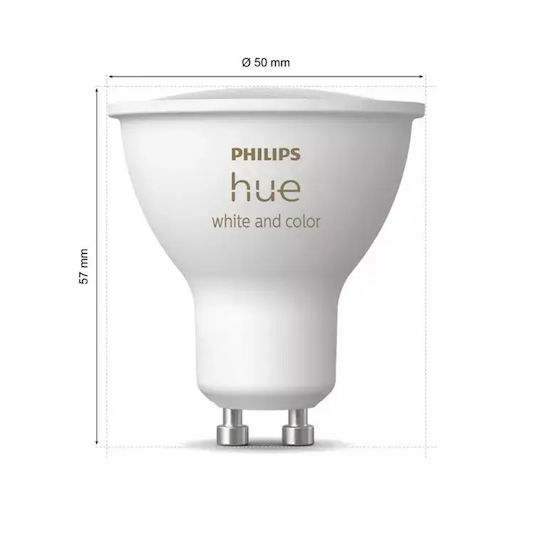 Philips Smart Bulbs LED 4.2W for Socket GU10 RGBW 400lm Dimmable 2pcs