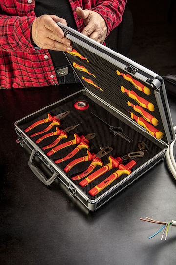Neo Tools Werkzeugkoffer mit 13 Werkzeugsatz für Elektriker
