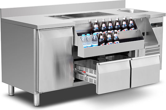 Ventus Английски превод: Stainless Steel Refrigerator Counter with Drawer and Cooling Machine 2/+2°C L180xW70xH85см