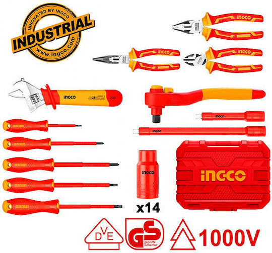 Ingco Valiza cu 26 Set de scule de electrician