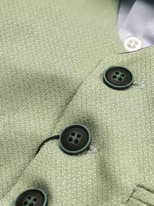 Online Boys Baptism Suit with Vest Green