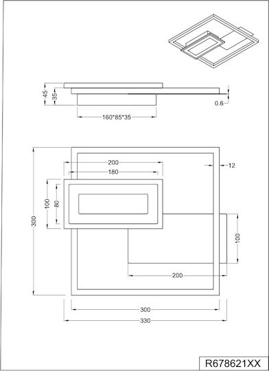 Trio Lighting Πλαφονιέρα Οροφής Μαύρη με Ενσωματωμένο LED